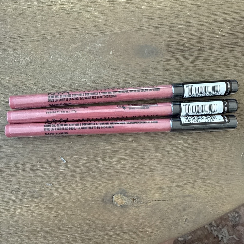 NYX Slide On, Glide On Lip Liner SLLP19 - Alluring New Sealed 3 Pack